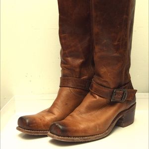 Frye Cognac Leather Riding Boots with Buckle Sz. 8
